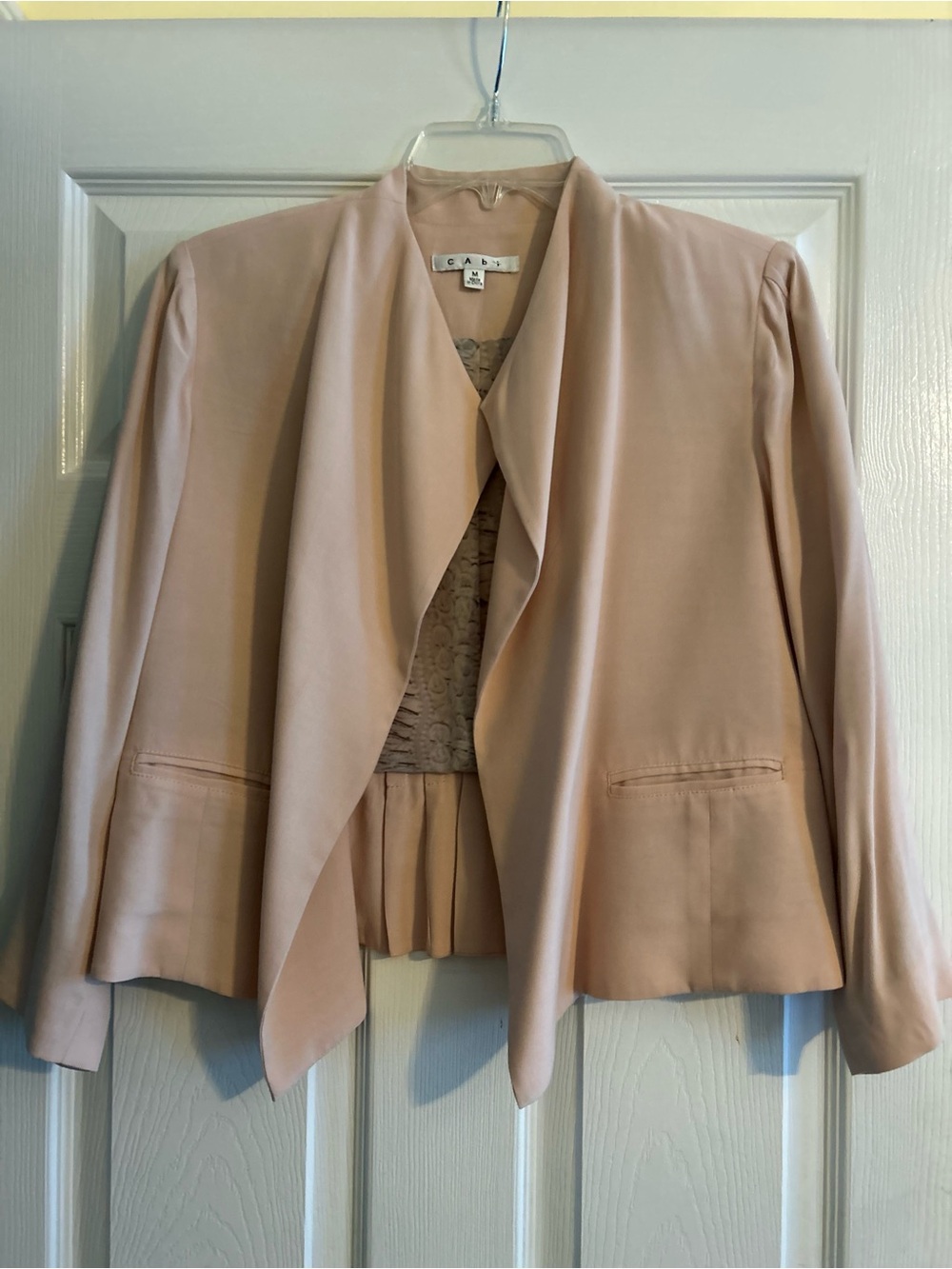 CAbi Blush Pink Draped Open-Front Blazer M